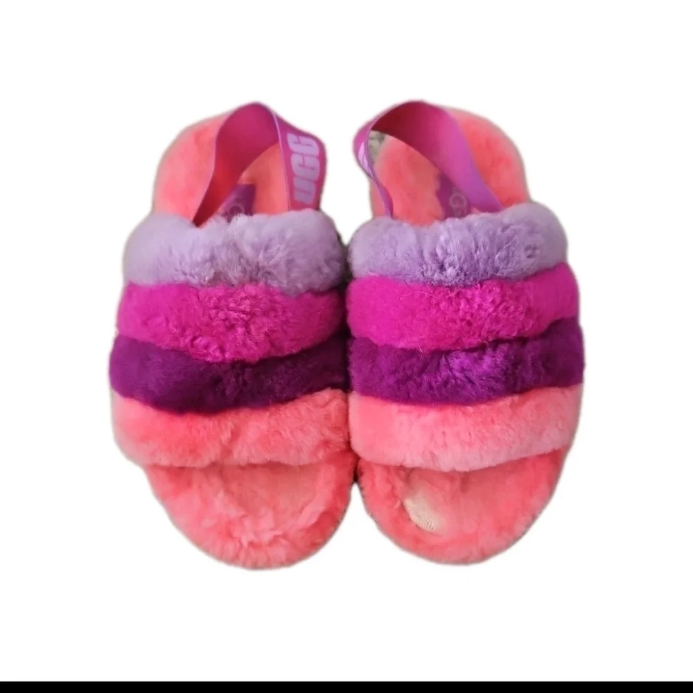 Ugg Big Girls Oh Yeah Gradient Furry Indoor/ Outdoor Colorful Slippers 1